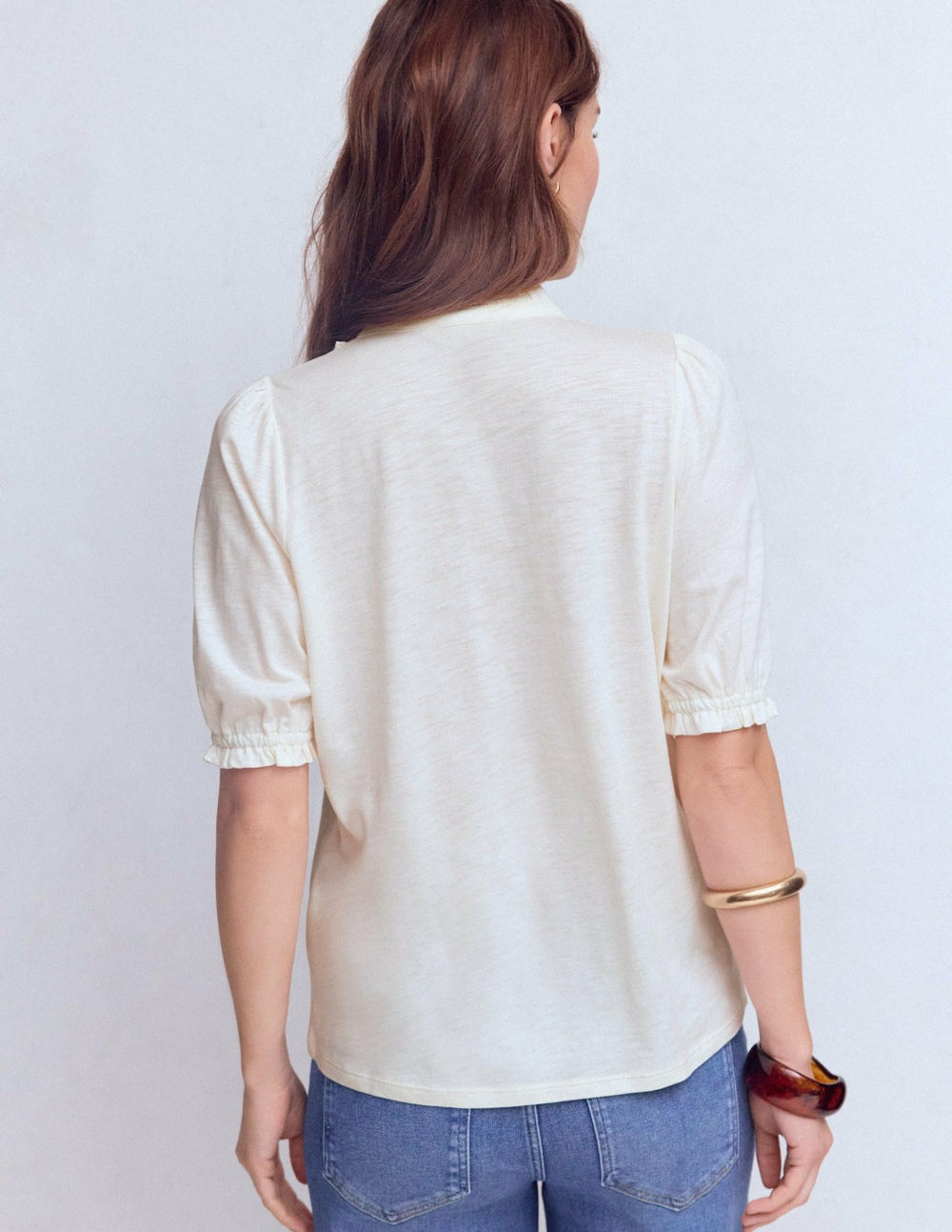 Eda Ruffle Front Shirt-Ivory / Boden Sale