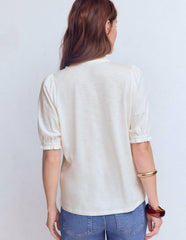 Eda Ruffle Front Shirt-Ivory / Boden Sale