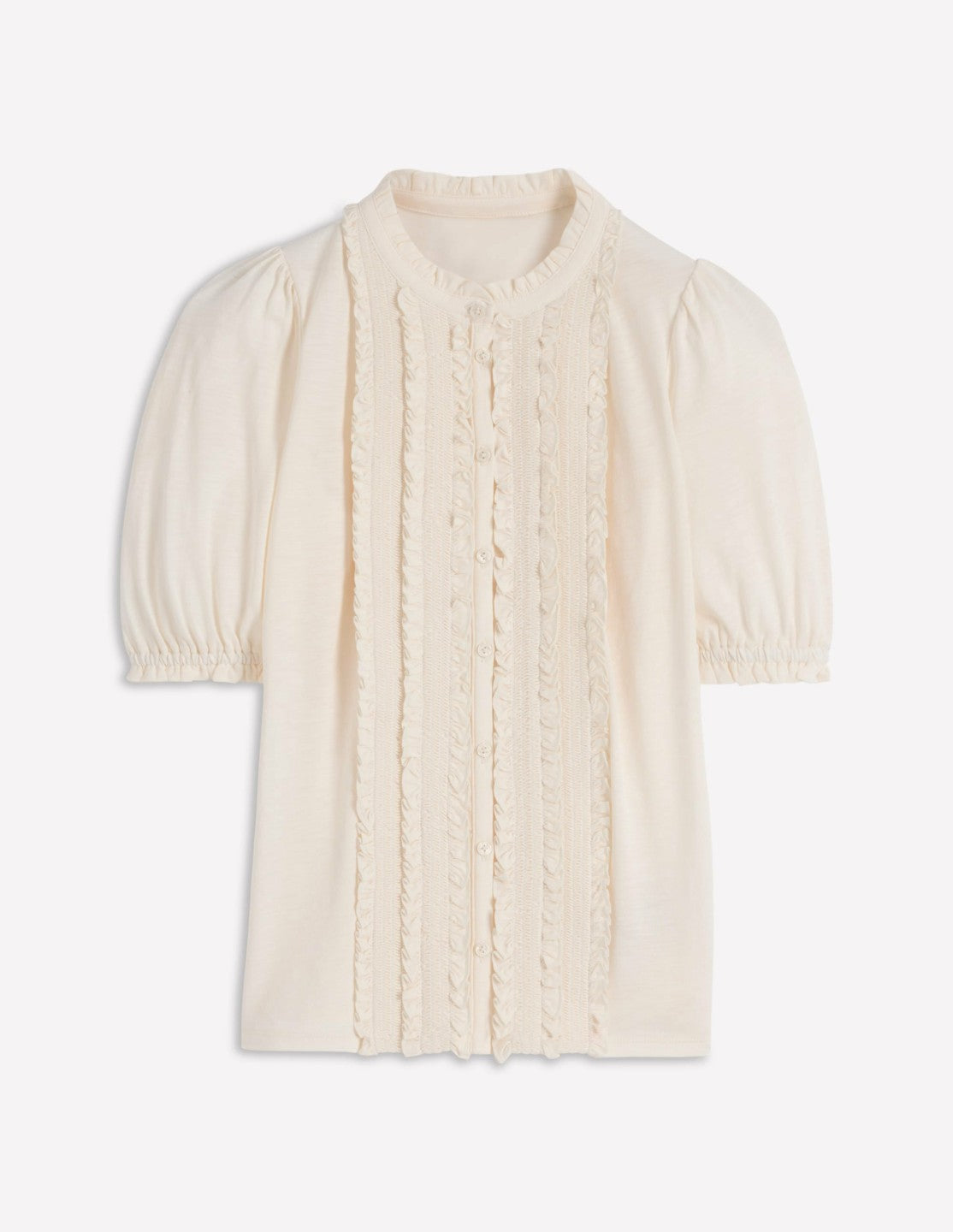 Eda Ruffle Front Shirt-Ivory / Boden Sale