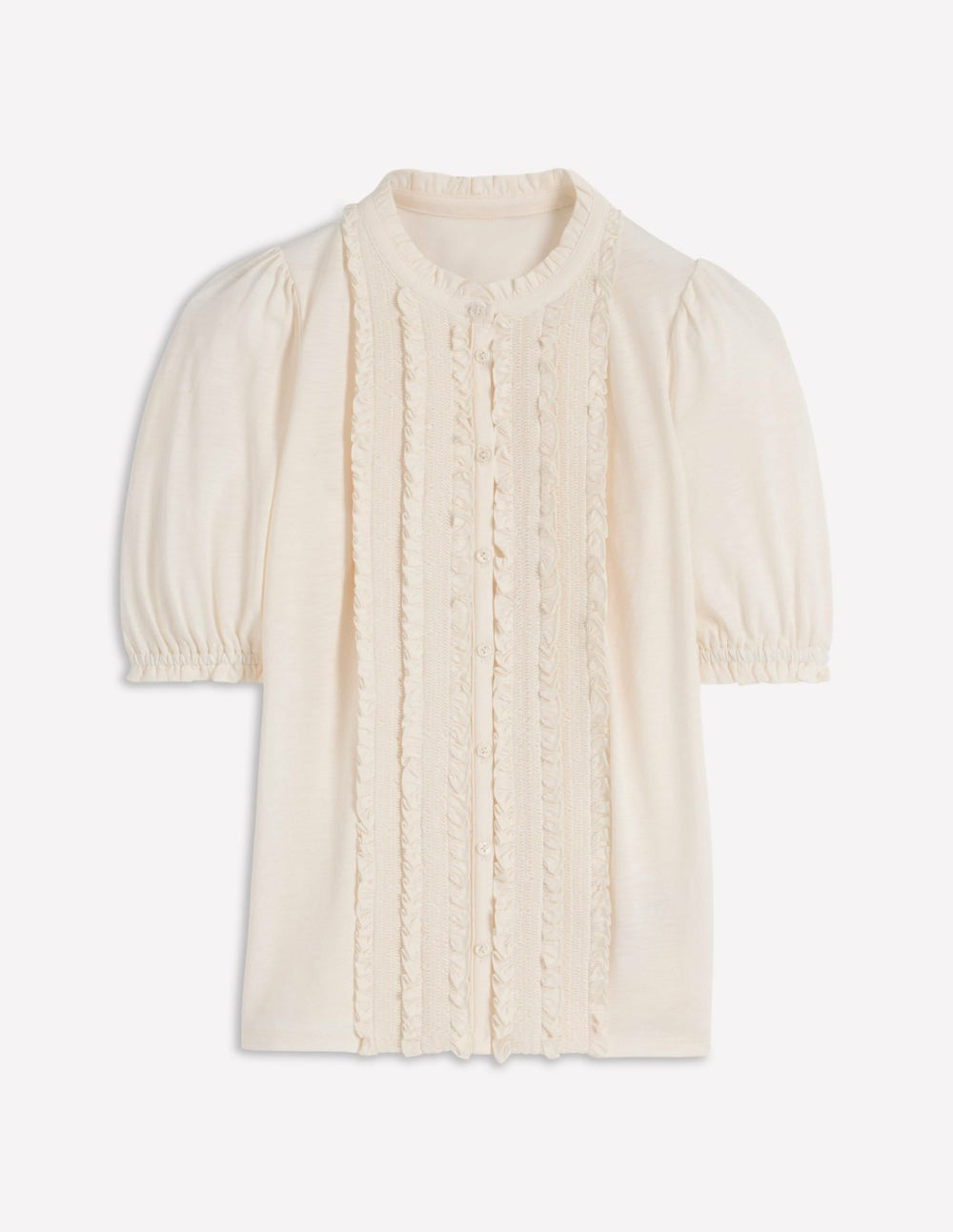 Eda Ruffle Front Shirt-Ivory / Boden Sale