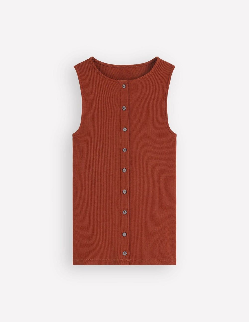 Evie Button Through Rib Vest-Burnt Orange / Boden Online
