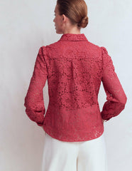 Cara Lace Shirt-Cherry Blush / Boden Discount
