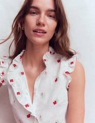 Isabel Sleeveless Linen Top-Floral Embroidery / Boden us