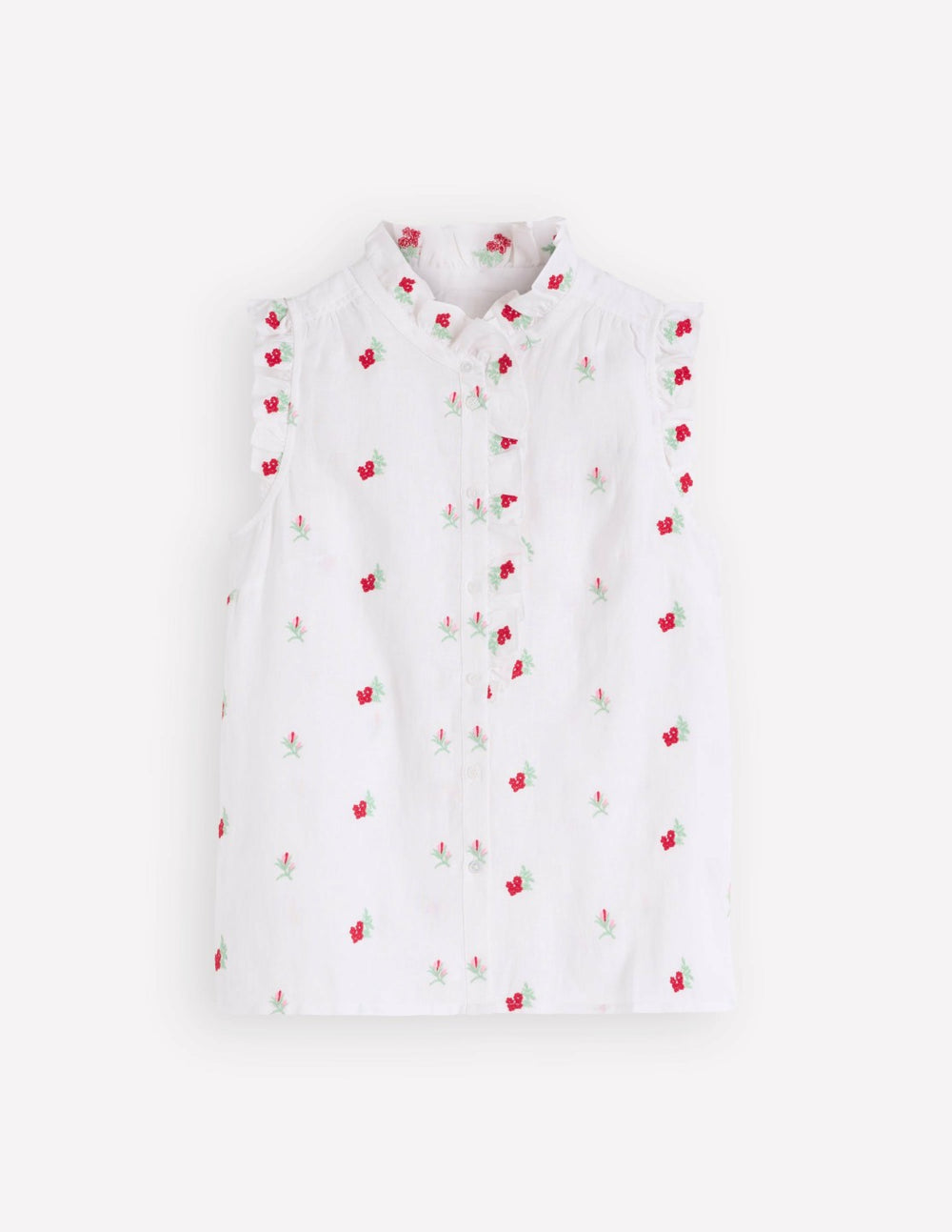 Isabel Sleeveless Linen Top-Floral Embroidery / Boden us