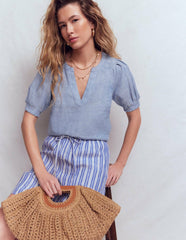 Rae Linen Top-Chambray / Boden Sale