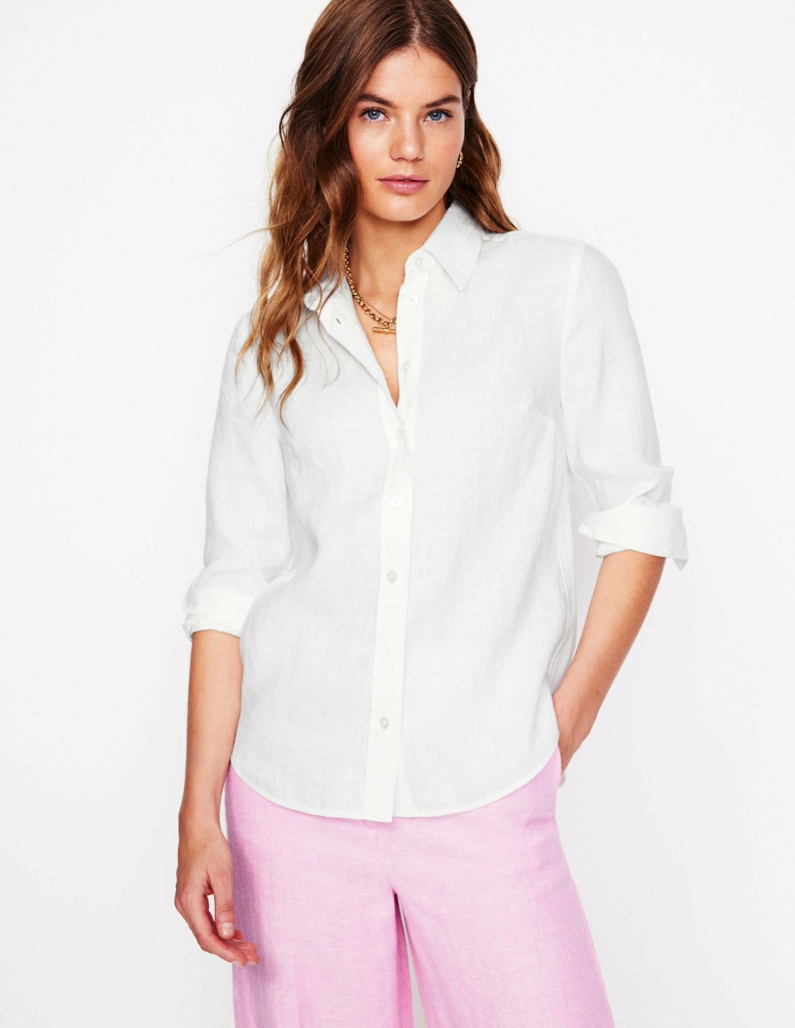 Sienna Linen Shirt-White / Boden Online