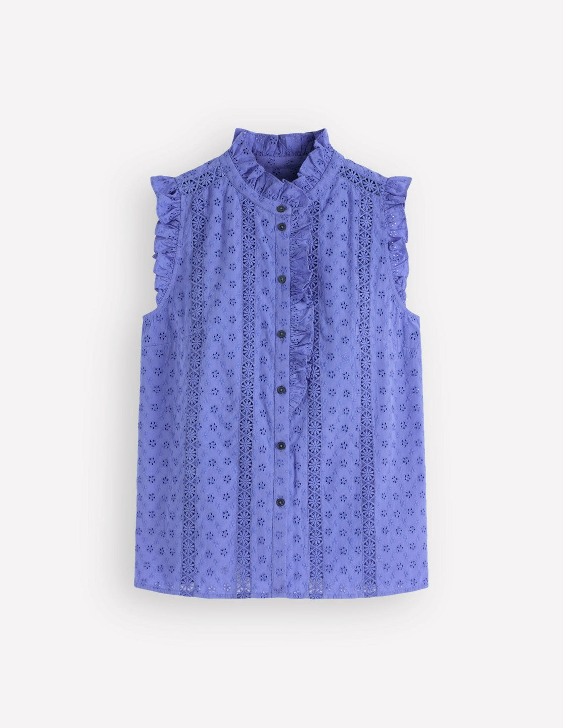Isabel Sleeveless Broderie Top-Cornflower Blue / Boden Outlet