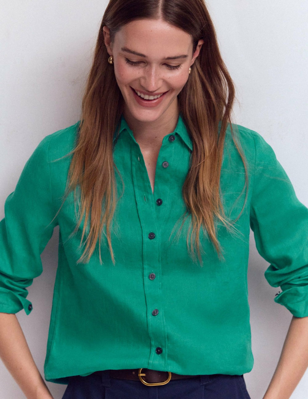Sienna Linen Shirt-Deep Teal / Boden Discount