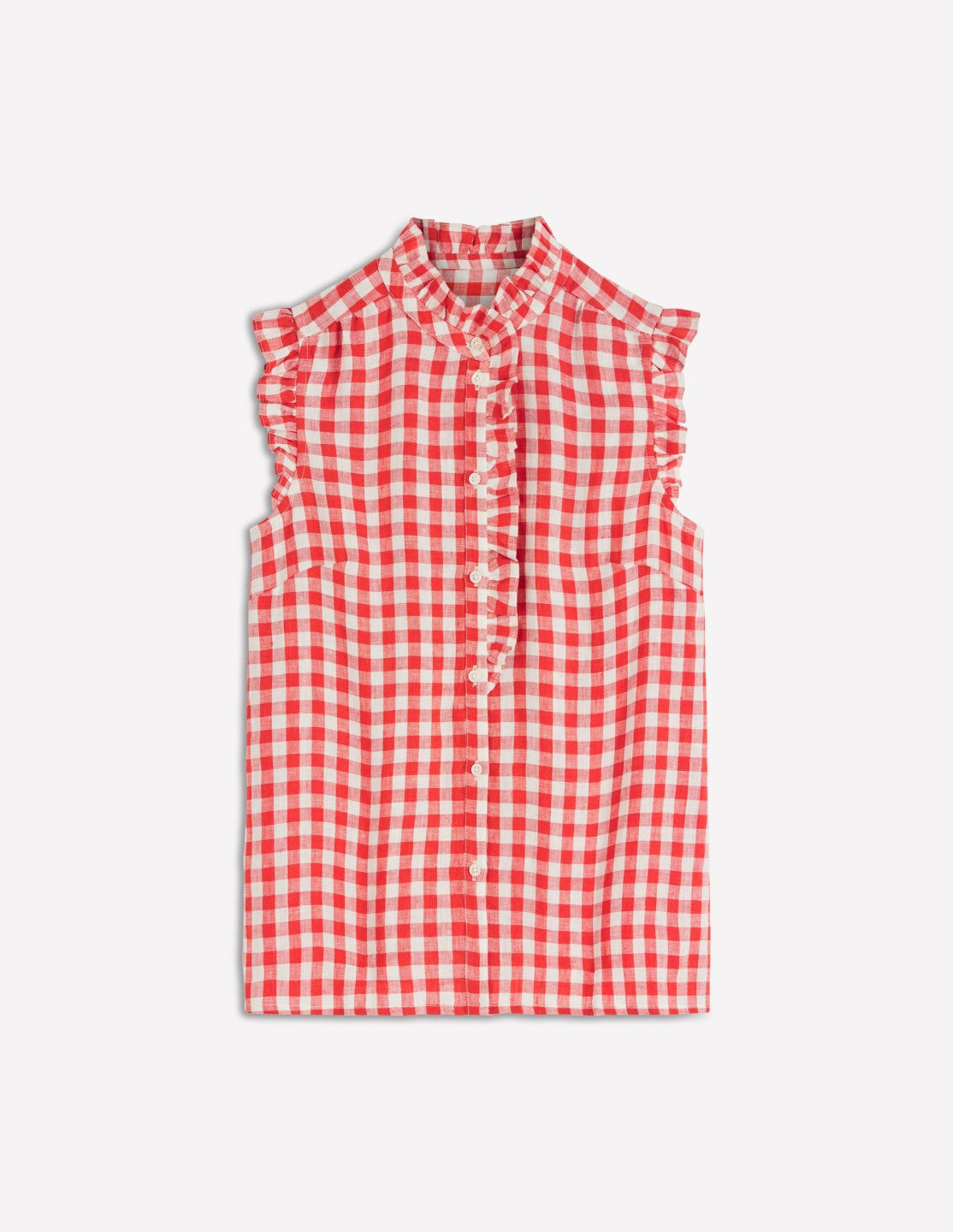 Isabel Sleeveless Linen Top-Burnt Red Gingham / Boden us