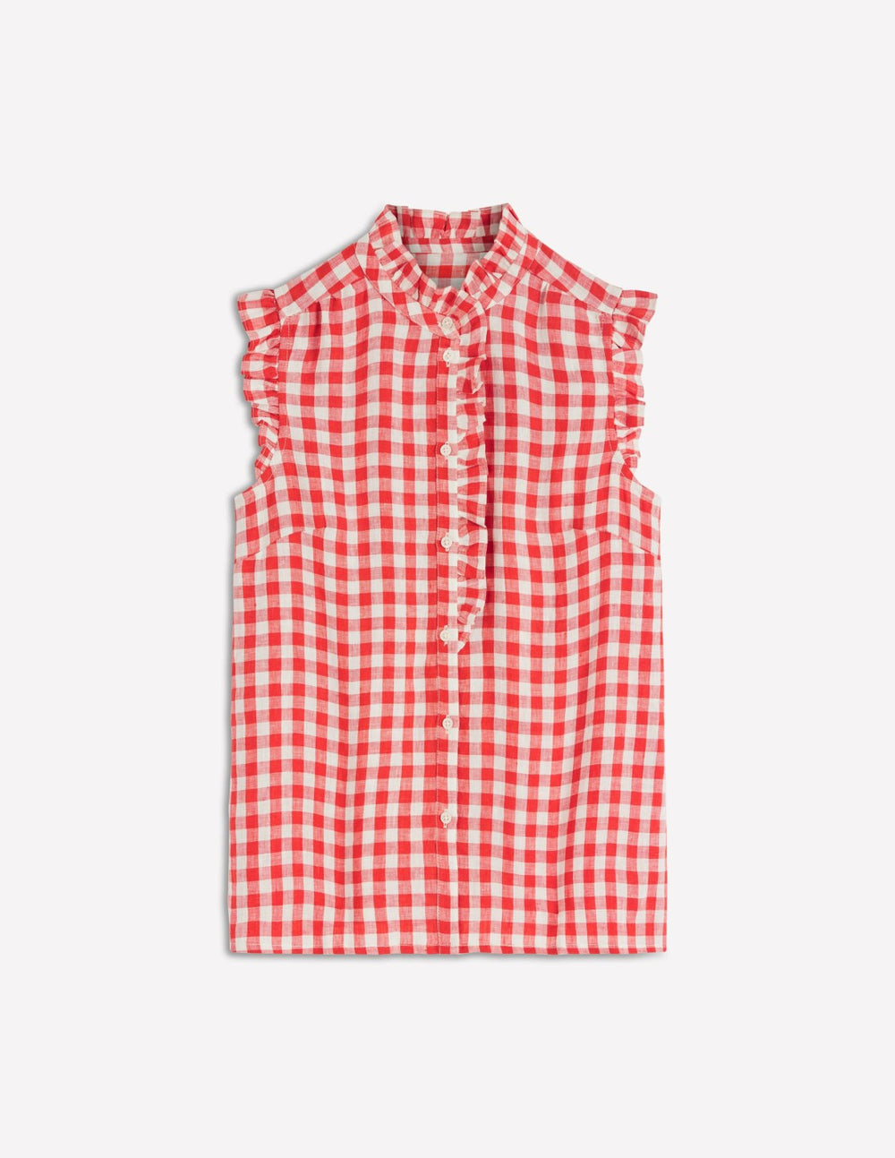 Isabel Sleeveless Linen Top-Burnt Red Gingham / Boden us