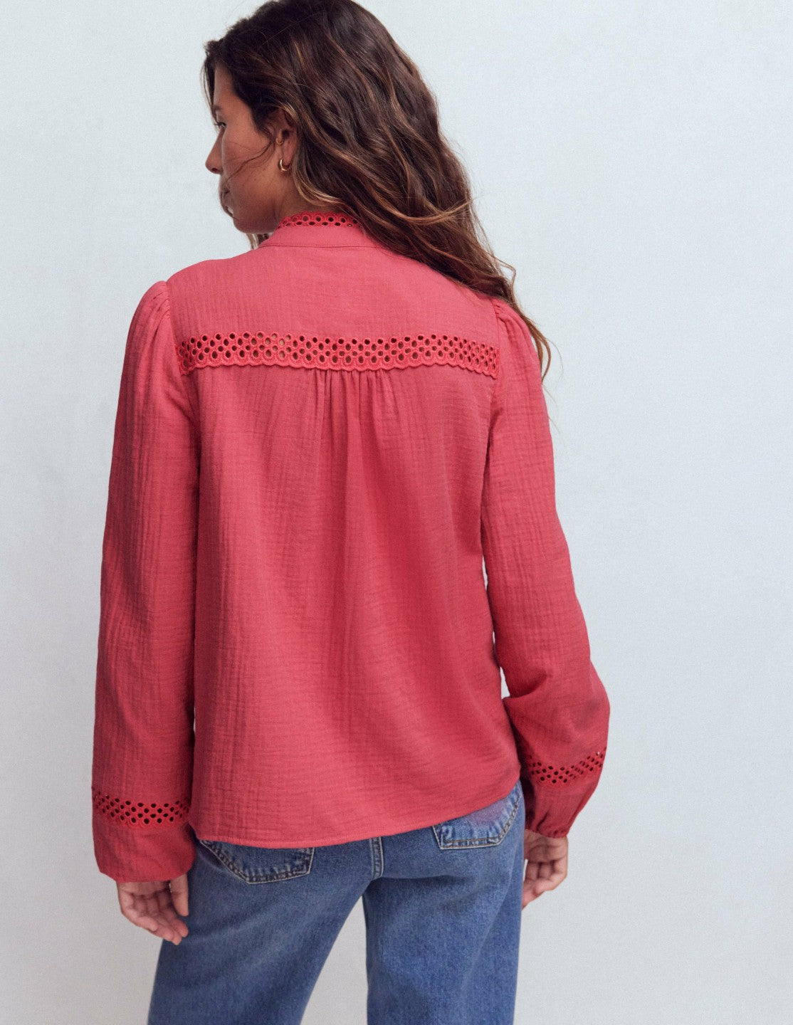Trim Detail Double Cloth Top-Hollyberry / Boden Sale