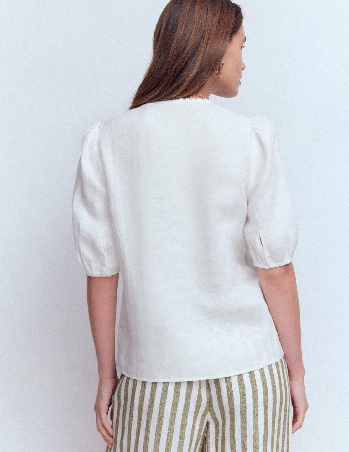Leah Short Sleeve Linen Top-White / Boden Online