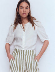 Leah Short Sleeve Linen Top-White / Boden Online