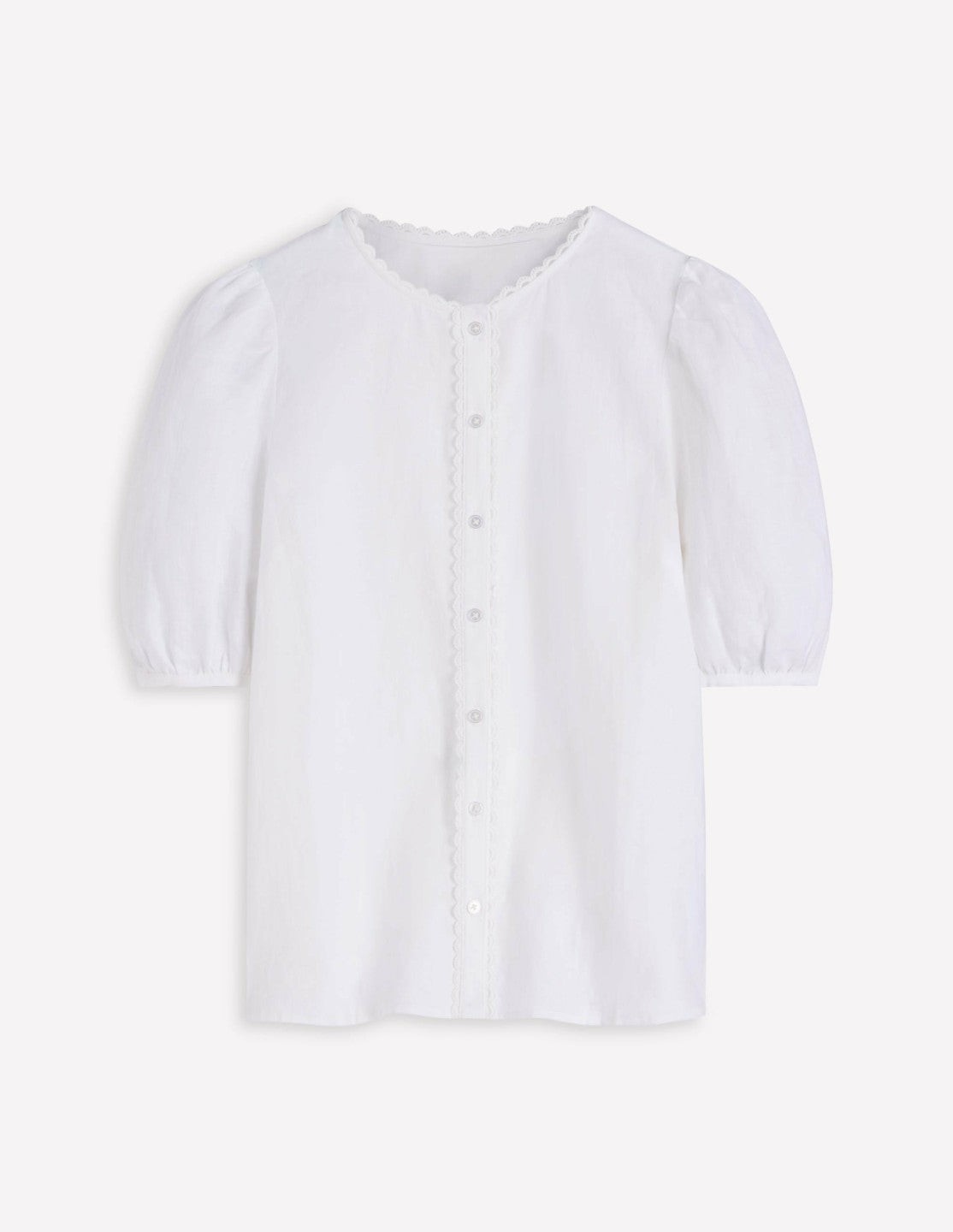 Leah Short Sleeve Linen Top-White / Boden Online