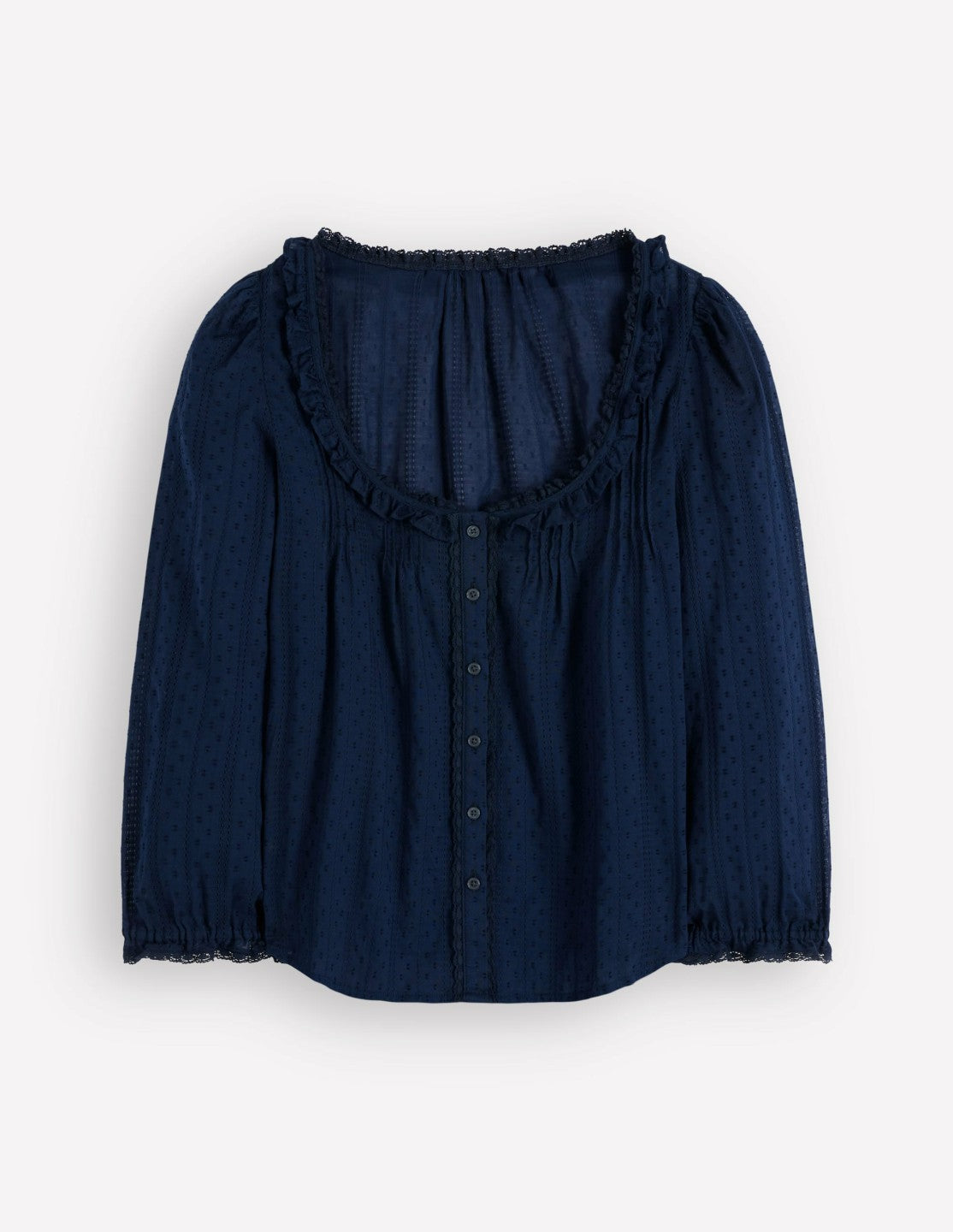 Scoop Neck Ruffle Top-Navy / Boden us