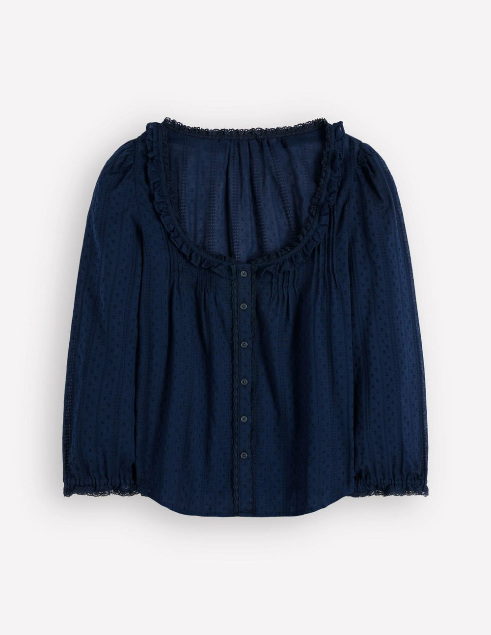 Scoop Neck Ruffle Top-Navy / Boden us