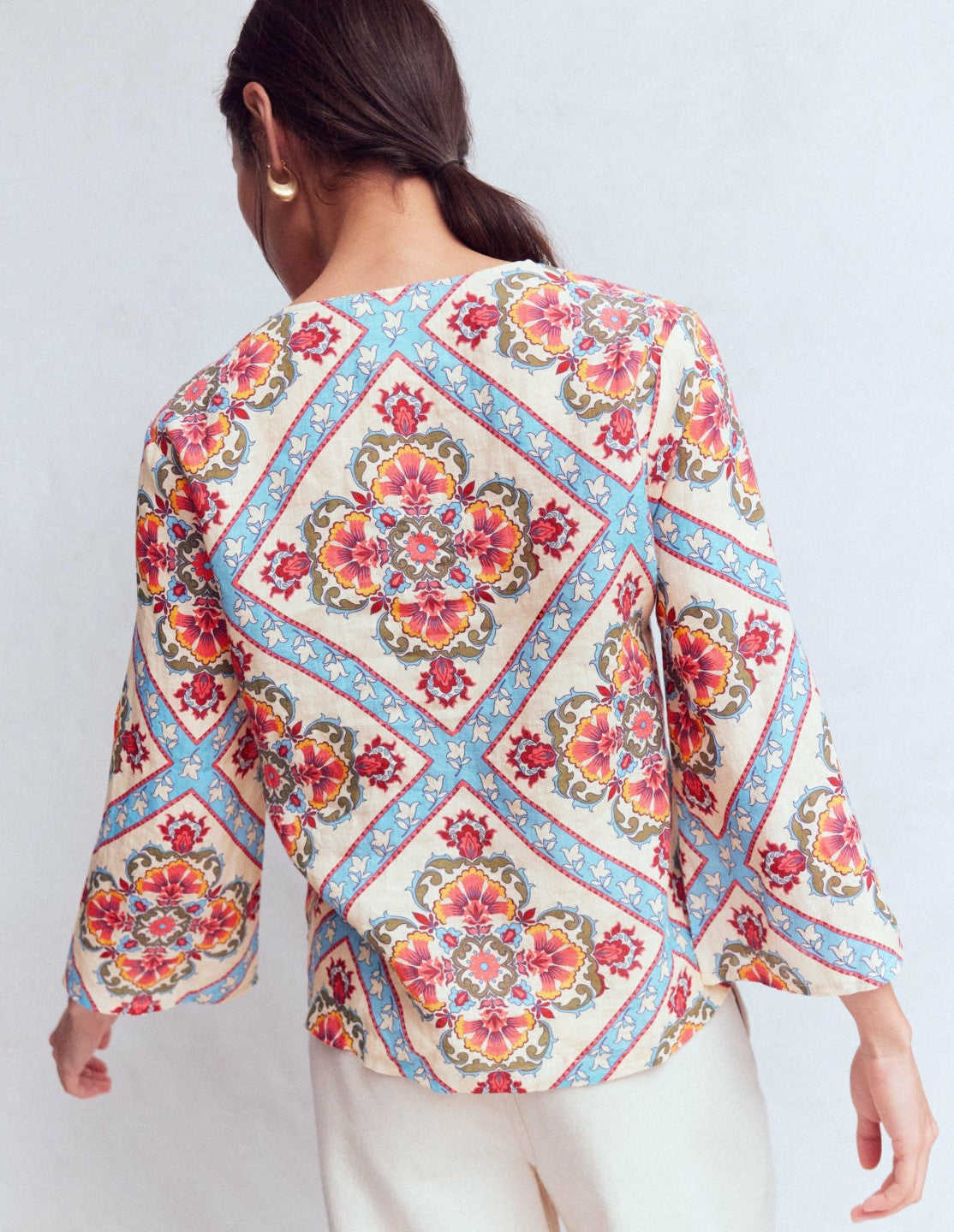 Cleo Linen Top-Floral Tile Placement / Boden Sale