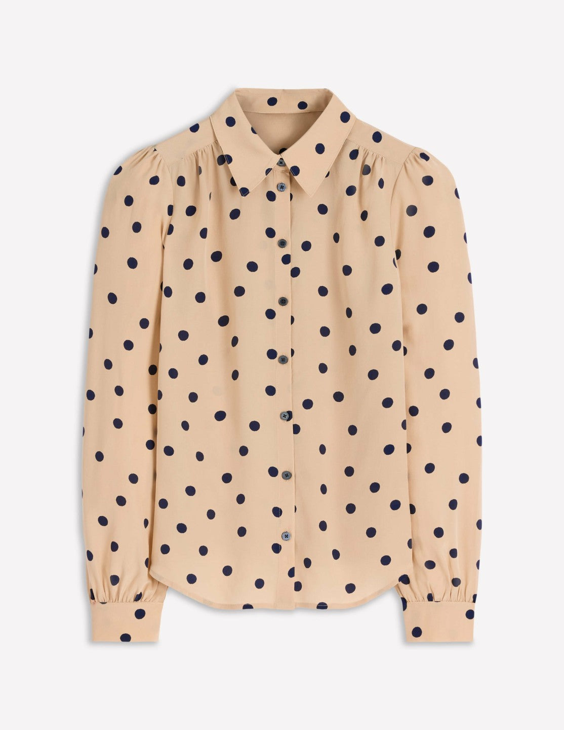 Sara Silk Shirt-Sand, Painted Dot Spaced / Boden Online