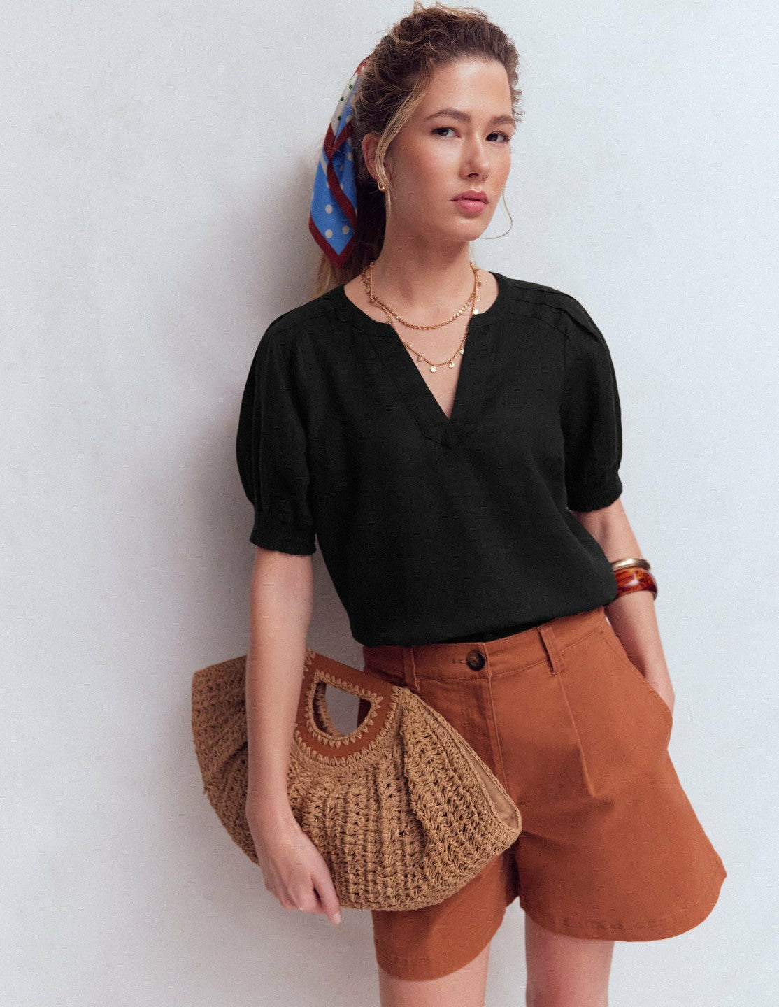 Rae Linen Top-Black / Boden Outlet