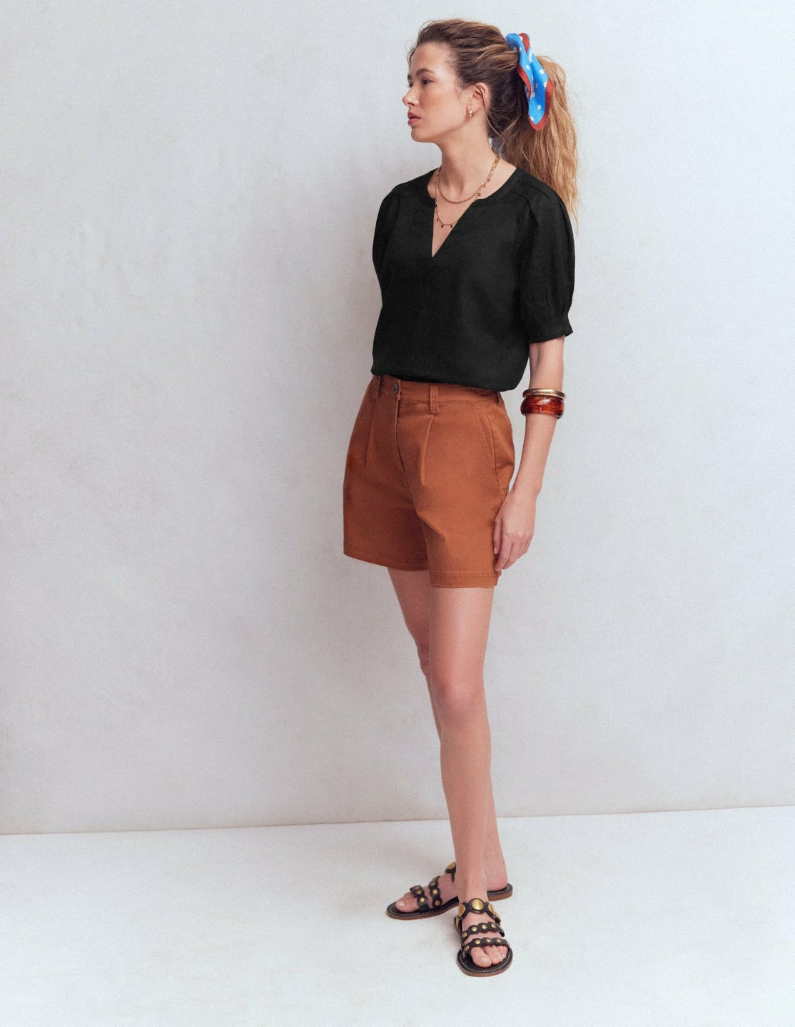 Rae Linen Top-Black / Boden Outlet