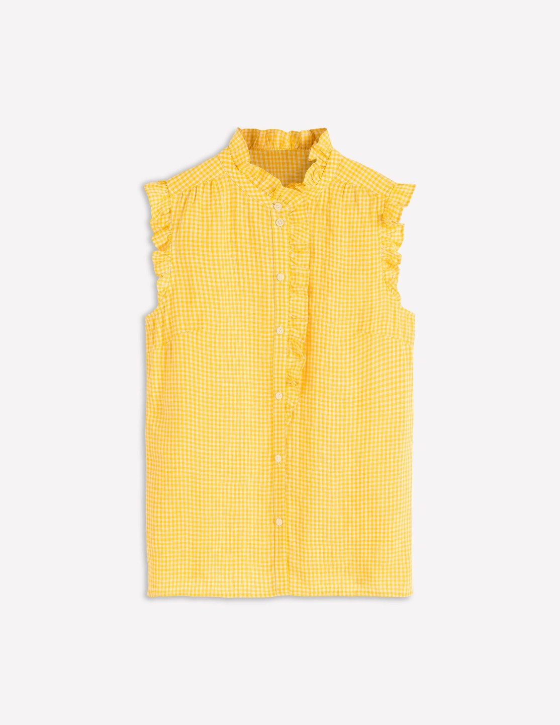 Isabel Sleeveless Linen Top-French Marigold Micro Gingham / Boden Discount