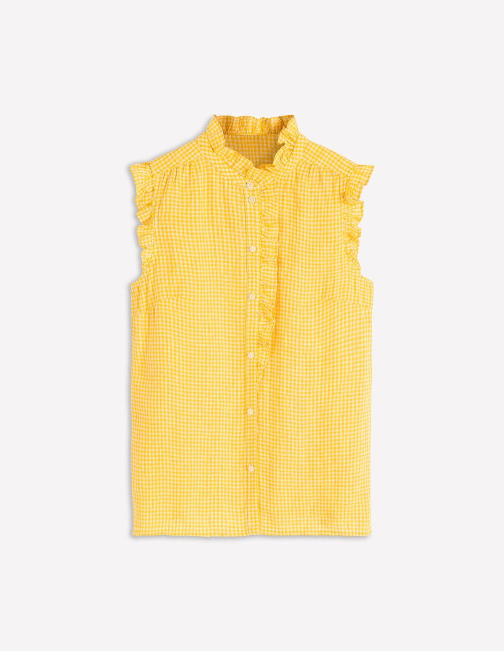 Isabel Sleeveless Linen Top-French Marigold Micro Gingham / Boden Discount