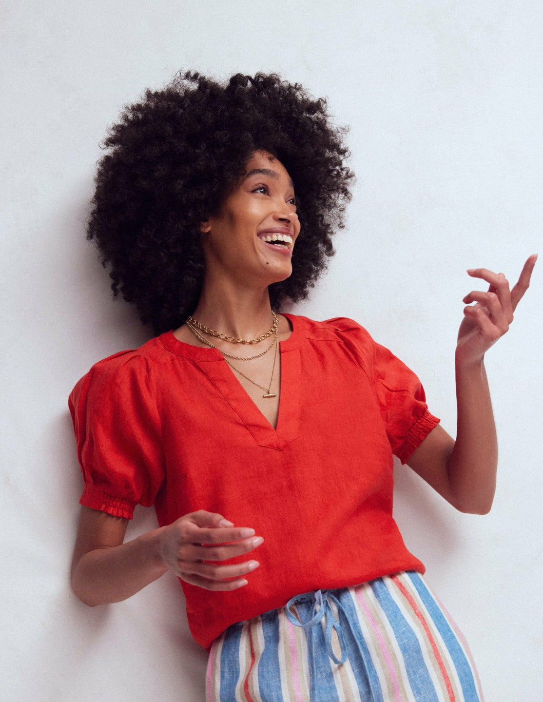 Rae Linen Top-Blood Orange / Boden On sale