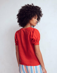 Rae Linen Top-Blood Orange / Boden On sale