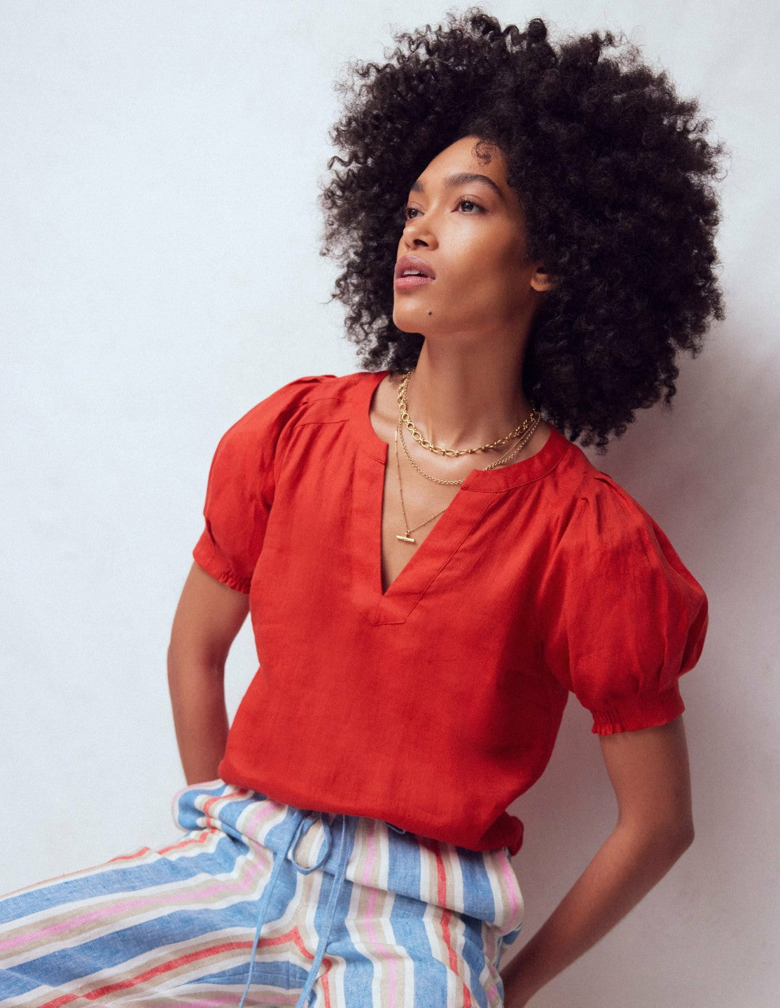 Rae Linen Top-Blood Orange / Boden On sale