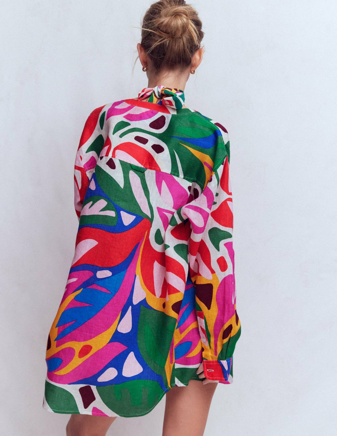Longline Linen Shirt-Multi, Leafy Cascade / Boden us
