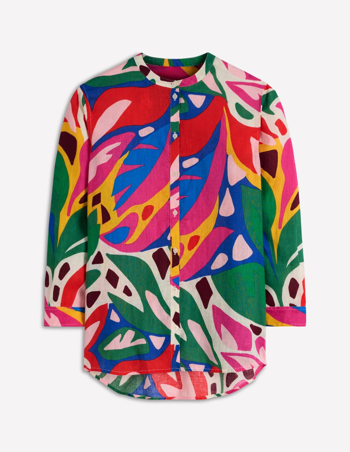 Longline Linen Shirt-Multi, Leafy Cascade / Boden us