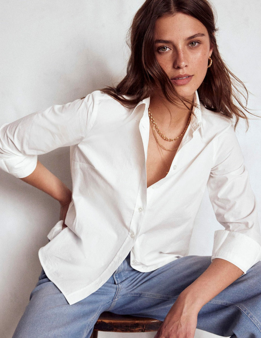 Sienna Cotton Shirt-White / Boden