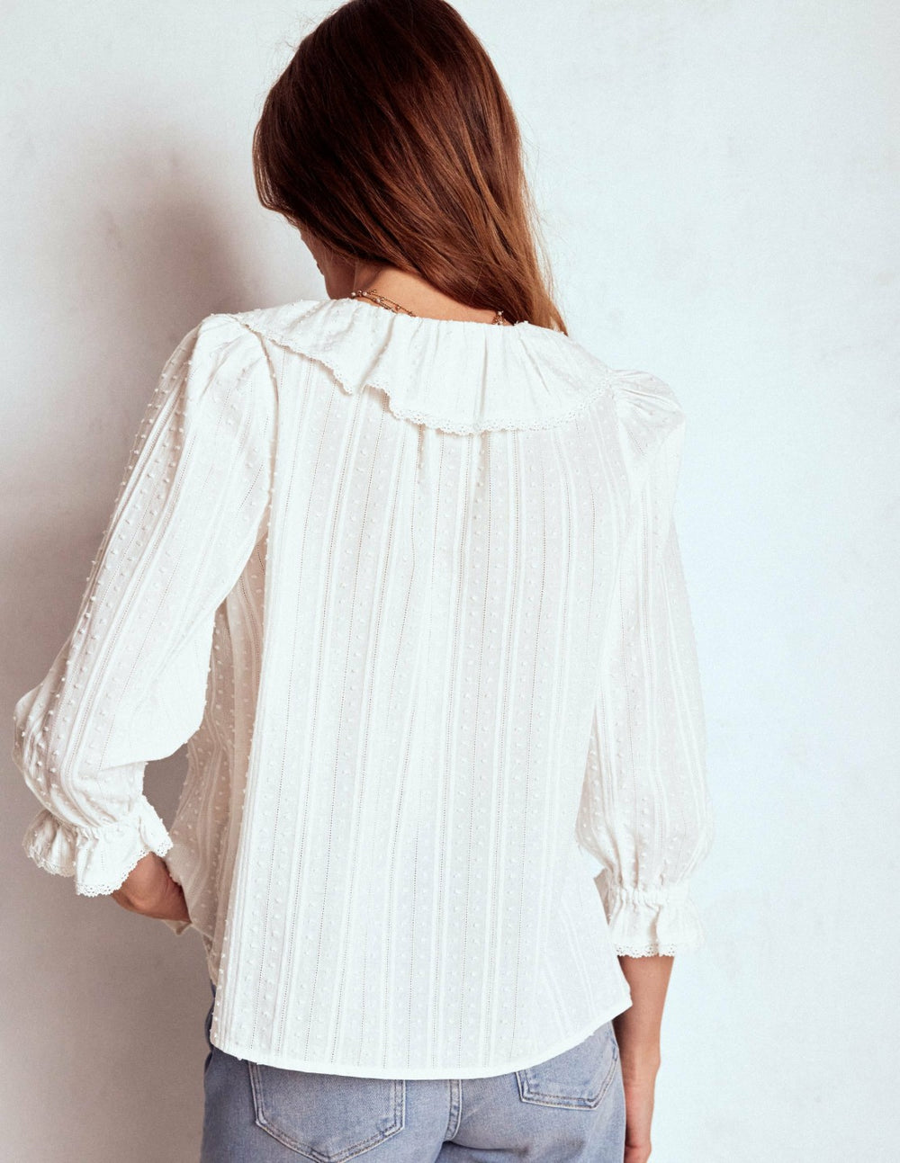 Eliza Ruffle V-Neck Blouse-White / Boden Online