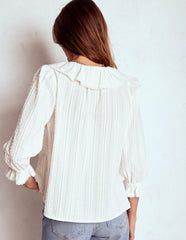Eliza Ruffle V-Neck Blouse-White / Boden Online