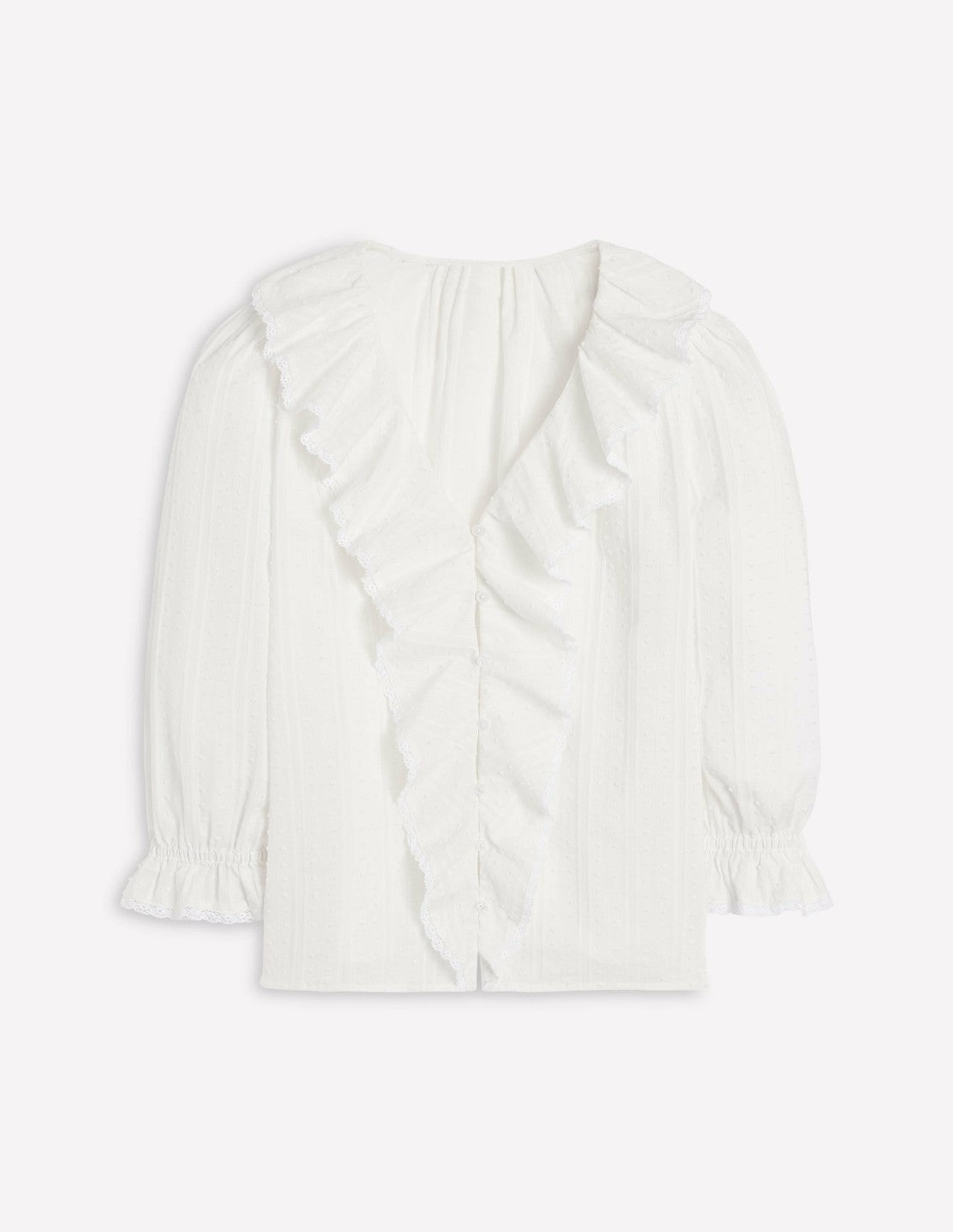 Eliza Ruffle V-Neck Blouse-White / Boden Online
