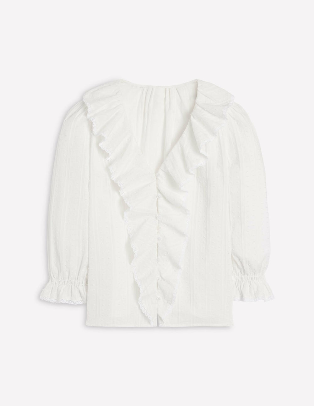 Eliza Ruffle V-Neck Blouse-White / Boden Online