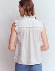 Isabel Sleeveless Broderie Top-White / Boden Outlet