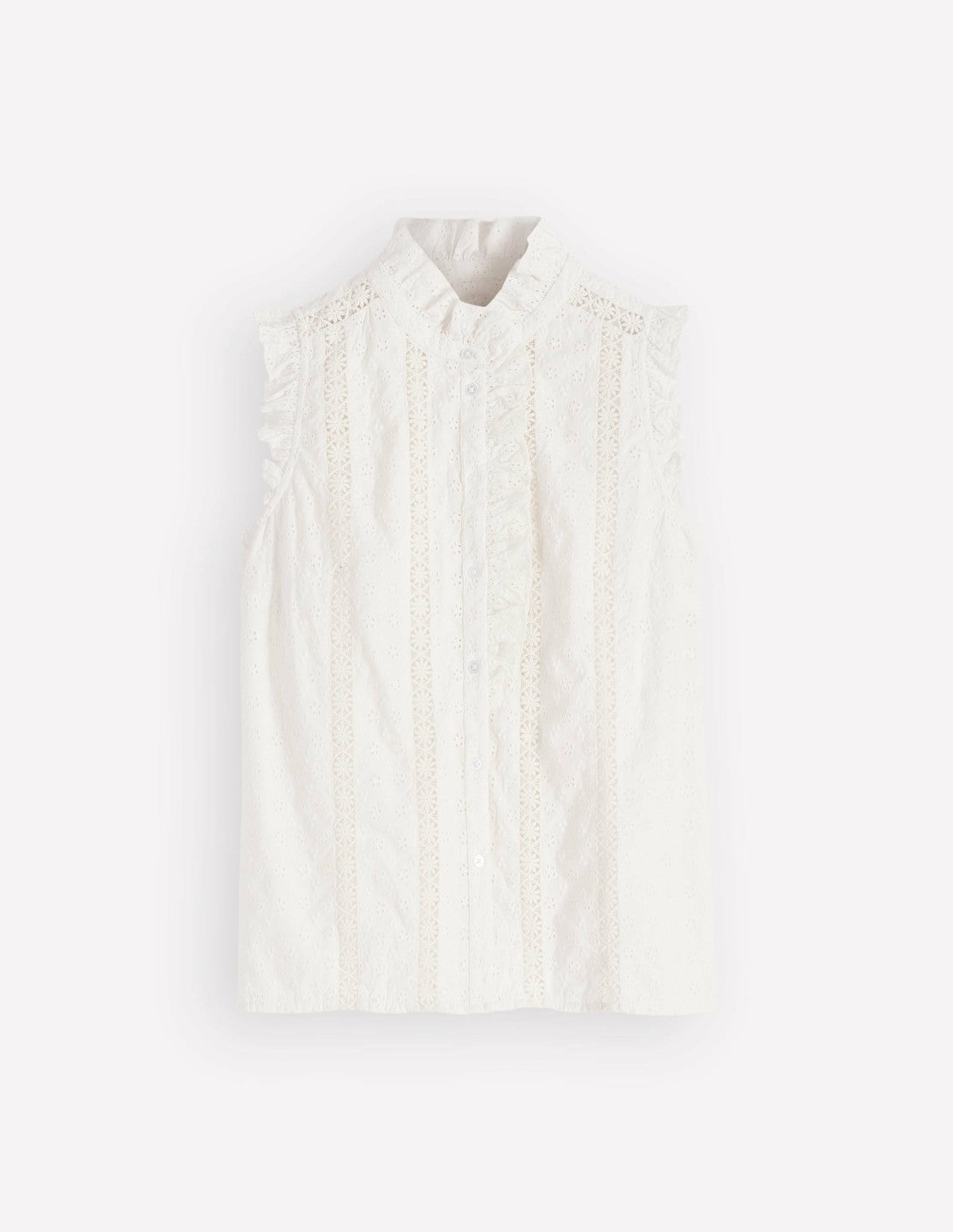 Isabel Sleeveless Broderie Top-White / Boden Outlet