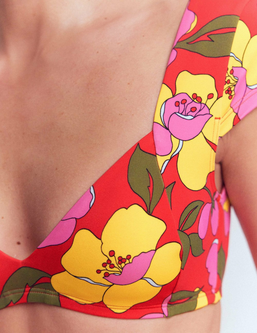 Sweetheart Sleeve Bikini Top-Red, Radiant Bloom / Boden Discount
