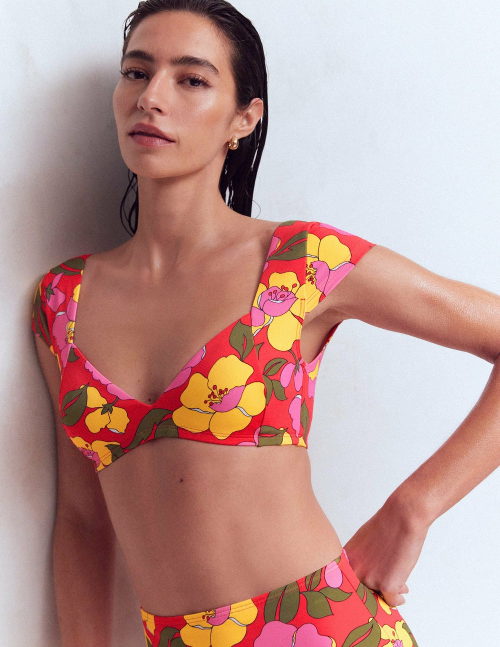 Sweetheart Sleeve Bikini Top-Red, Radiant Bloom / Boden Discount
