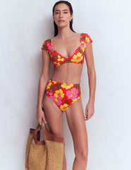 High Waisted Bikini Bottoms-Red, Radiant Bloom / Boden us