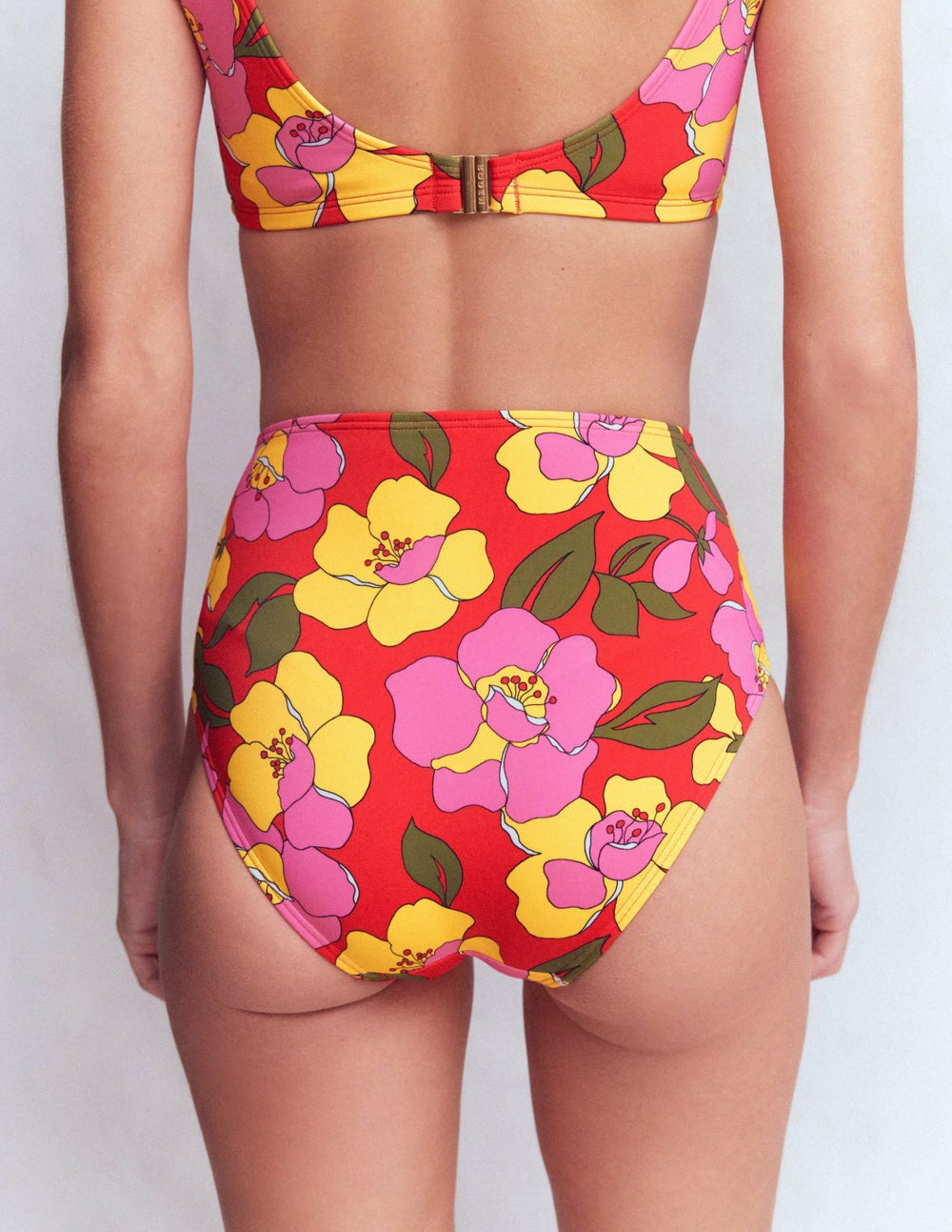 High Waisted Bikini Bottoms-Red, Radiant Bloom / Boden us