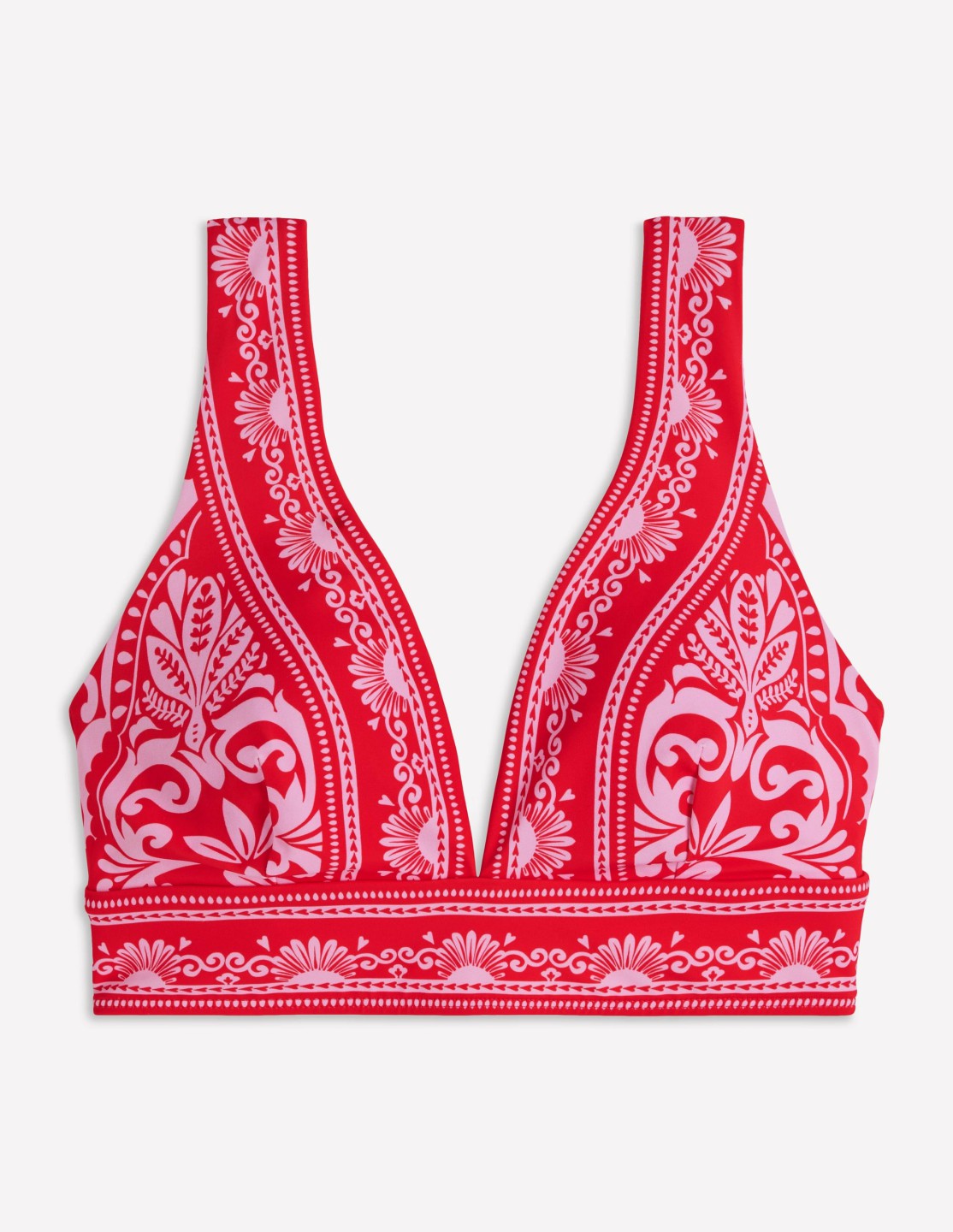 Porto V-neck Bikini Top-Red, Ornamental Garden / Boden Outlet