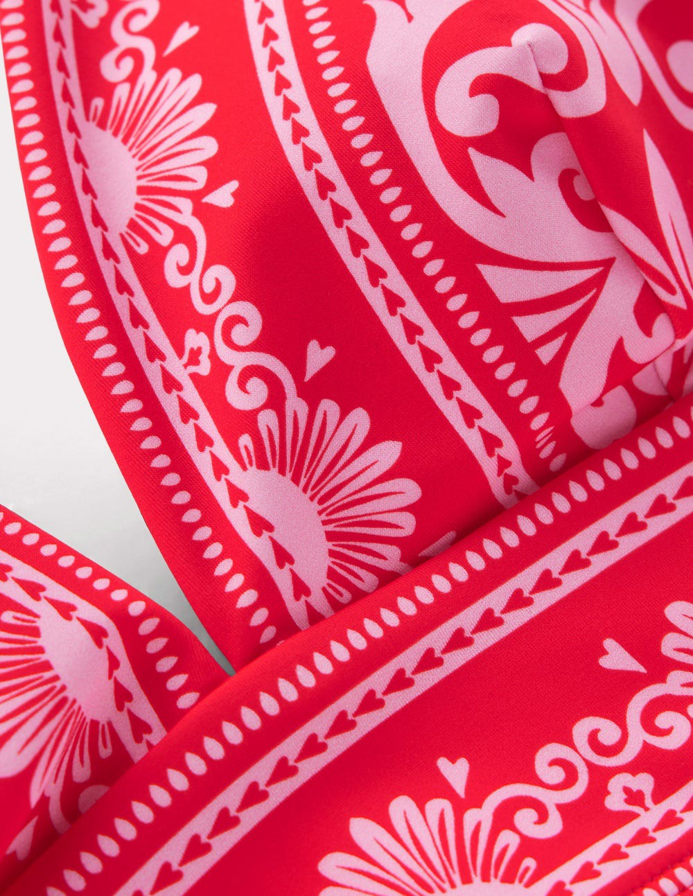 Porto V-neck Bikini Top-Red, Ornamental Garden / Boden Outlet