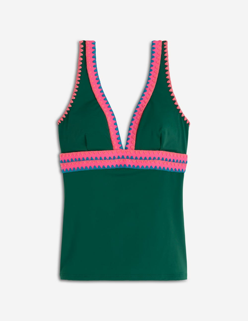 Porto Tankini Top-Mangrove Green, Embroidery / Boden