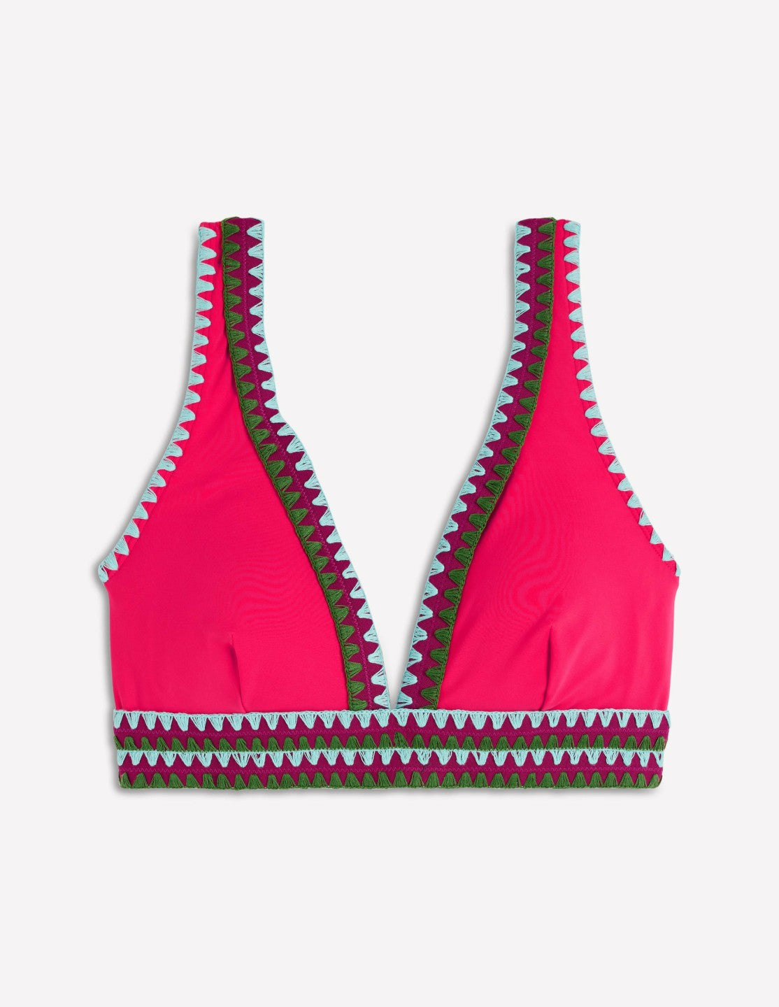 Porto V-neck Bikini Top-Rosy, Embroidery / Boden Online