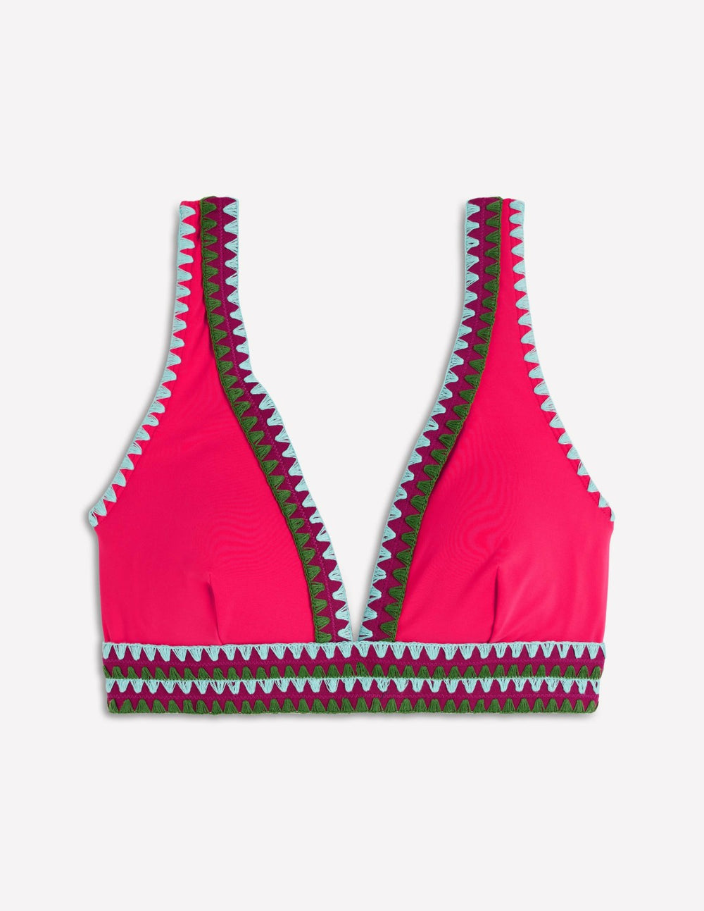 Porto V-neck Bikini Top-Rosy, Embroidery / Boden Online