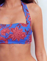 Kythira Ruched Bikini Top-Blue, Elegant Blossom / Boden Discount