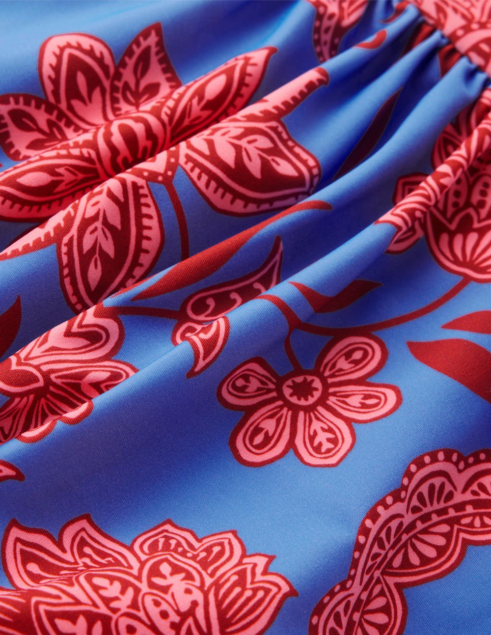 Kythira Ruched Bikini Bottoms-Blue, Elegant Blossom / Boden