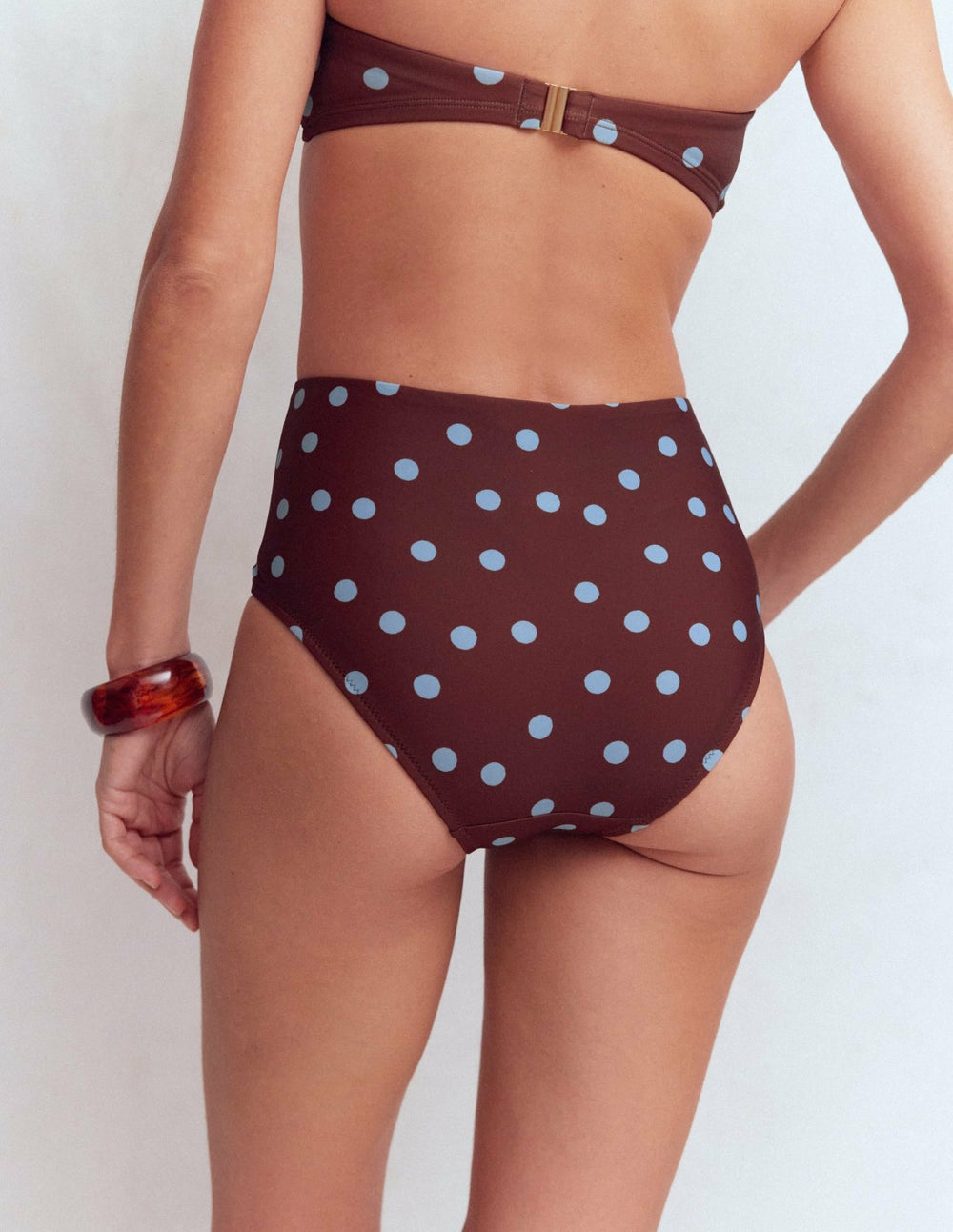 Kythira Ruched Bikini Bottoms-Chocolate And Blue Painted Dot / Boden Sale